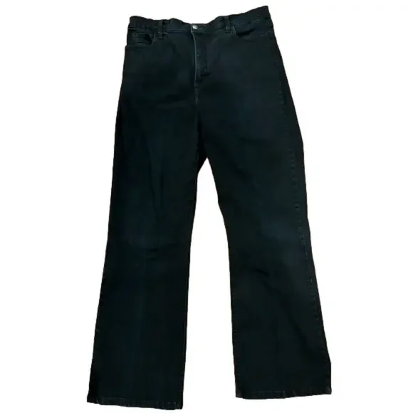 Y2K BLACK JEANS BY NYDJ WESTERN COWGIRL DENIM WIDE LEG COTTON BLEND 14 - Picture 2 of 8